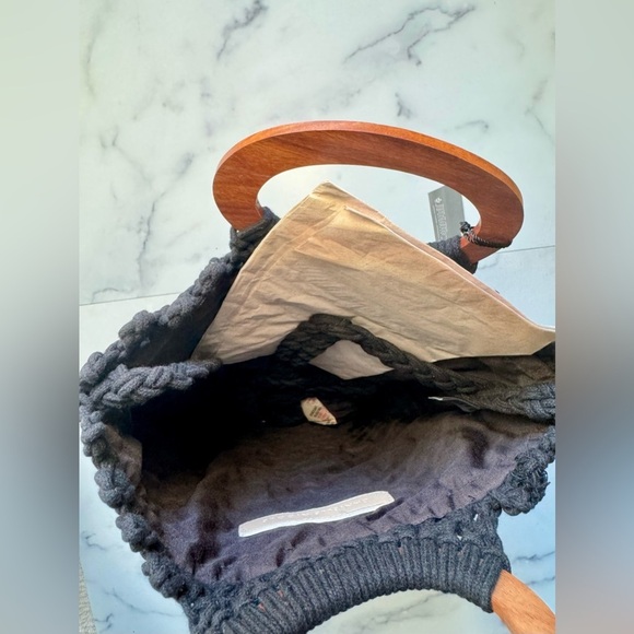 NEW WITH TAGS Danielle Nicole Black Macramé Fringe Vacation Handbag - Picture 5 of 5